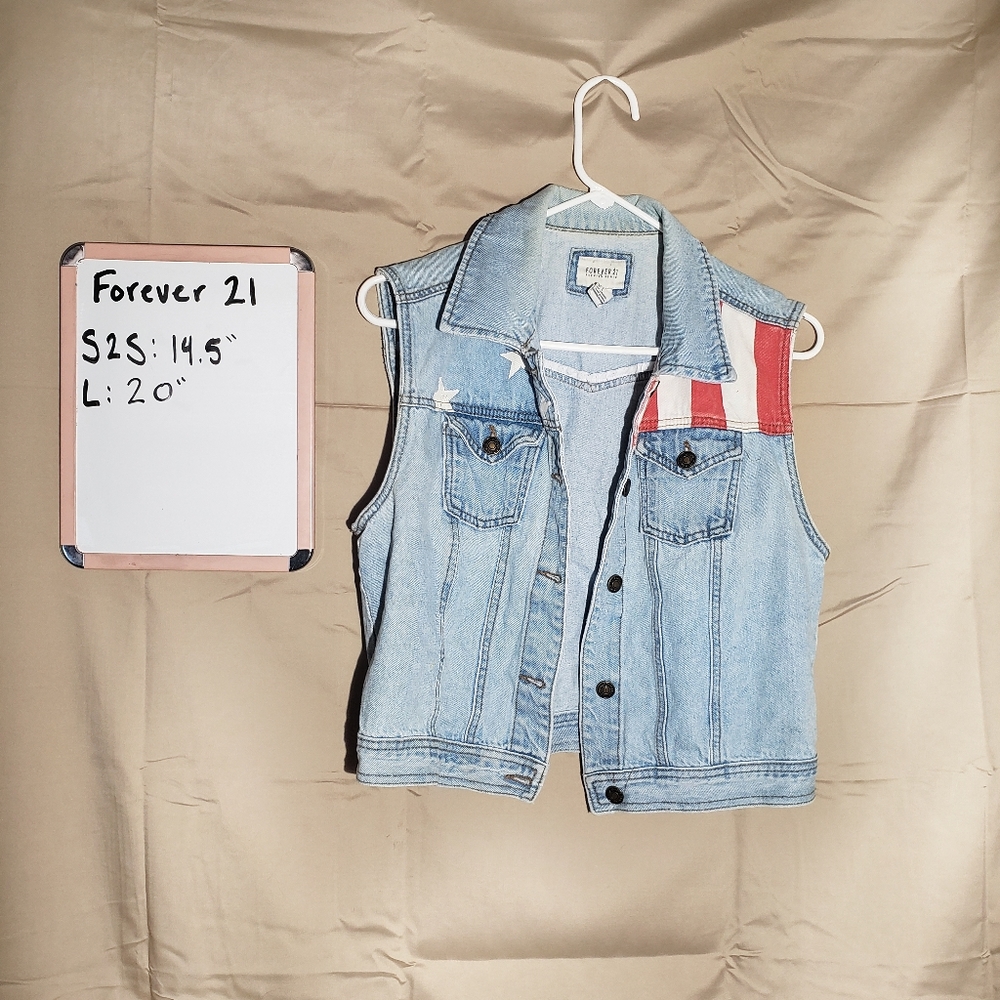 ☆SALE☆ Forever 21| American Flag Jean Vest|